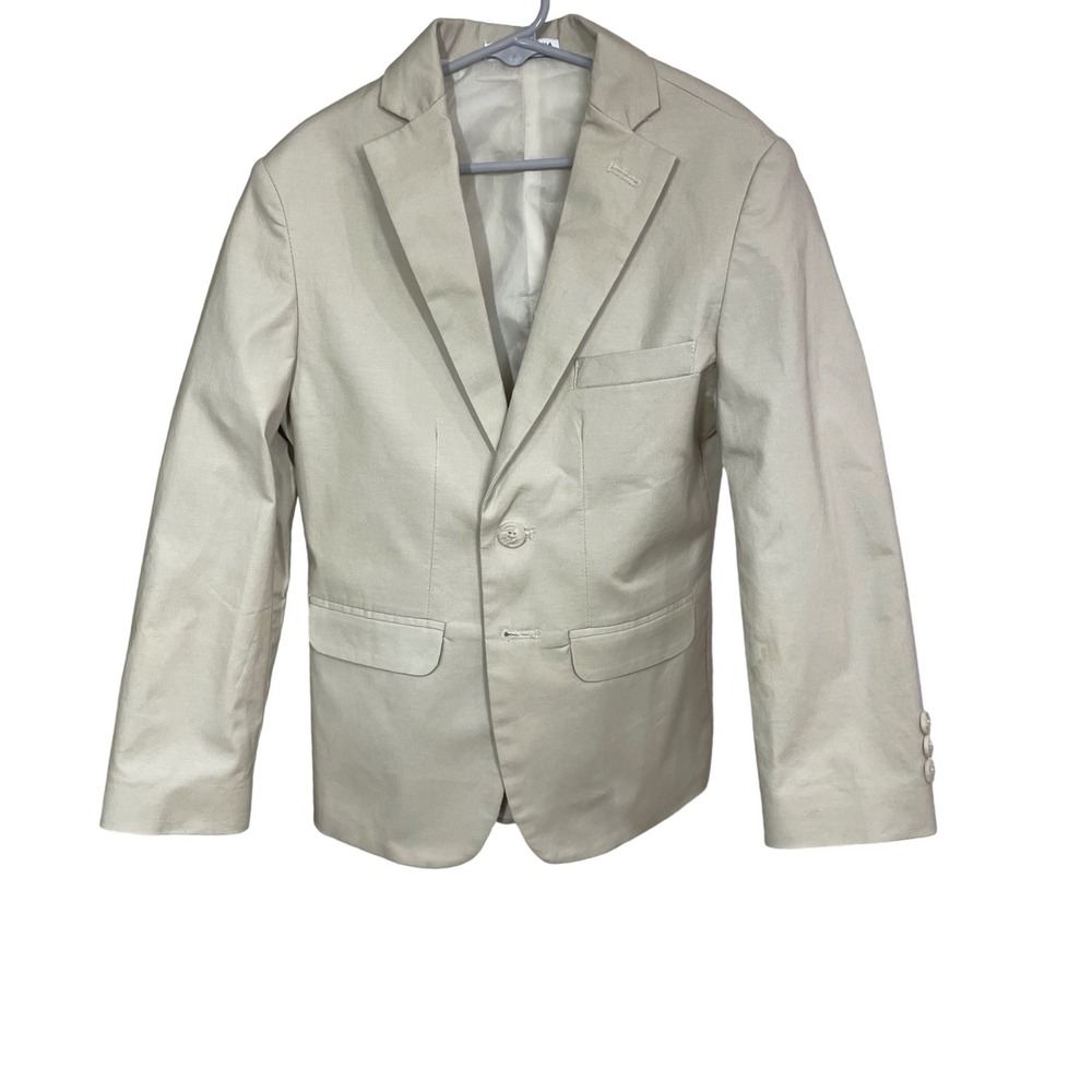 IZOD Boys Lt Stone Cotton Linen Blend Blazer Sport Coat Size 8 Regular^Read - Picture 2 of 7